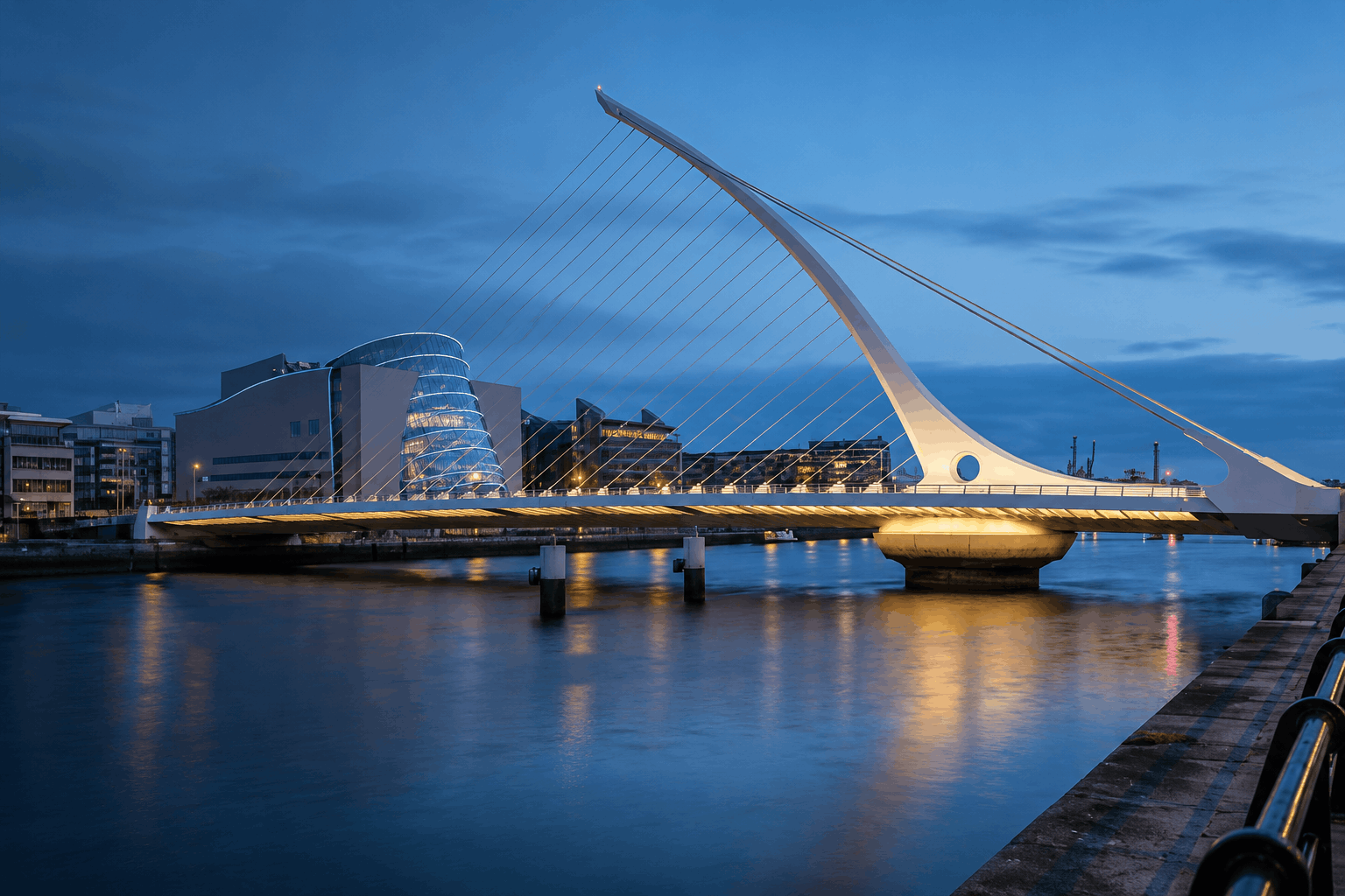 Dublin city skyline at dusk